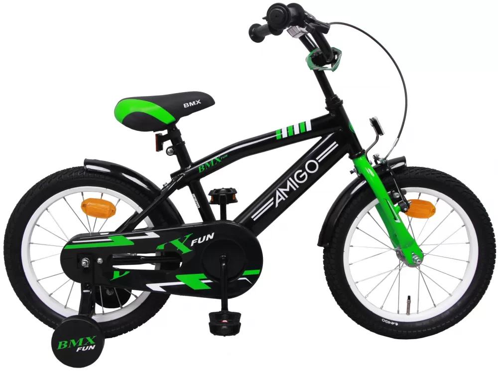Bmx Fun 16 Inch Jongens Terugtraprem Groen/Matzwart^AMIGO Online