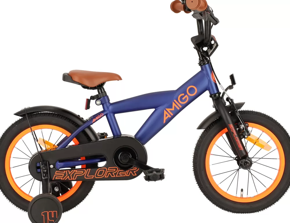 Explorer 14 Inch 21,5 Cm Jongens Terugtraprem Blauw/Oranje^AMIGO Clearance