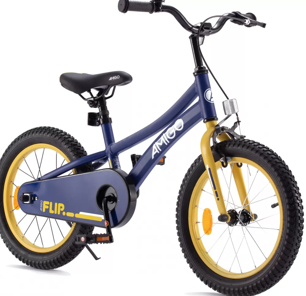 Flip 18 Inch 26,5 Cm Jongens Terugtraprem Donkerblauw/Geel^AMIGO Hot