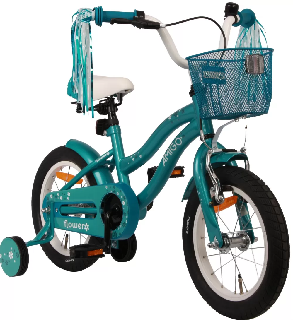 Flower 14 Inch 22 Cm Meisjes Terugtraprem Turquoise^AMIGO Discount