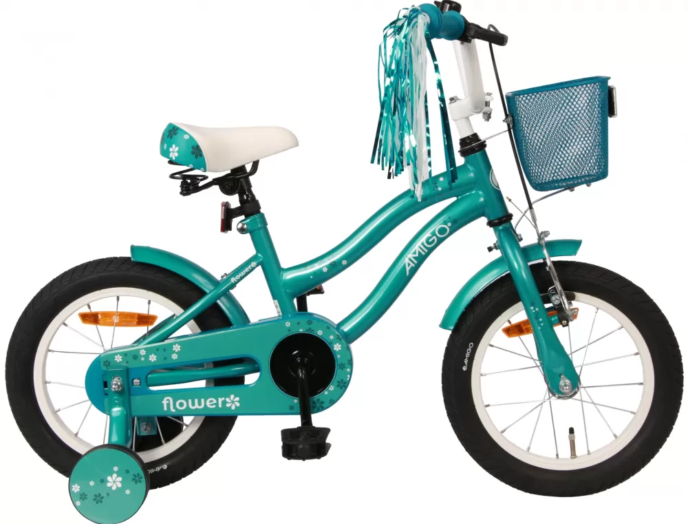 Flower 14 Inch 22 Cm Meisjes Terugtraprem Turquoise^AMIGO Discount