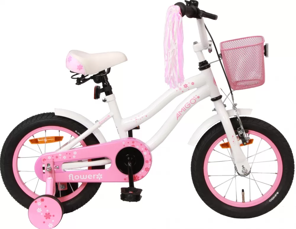 Flower 14 Inch 22 Cm Meisjes Terugtraprem Wit^AMIGO Online