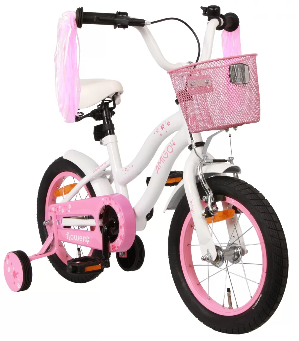 Flower 14 Inch 22 Cm Meisjes Terugtraprem Wit^AMIGO Online