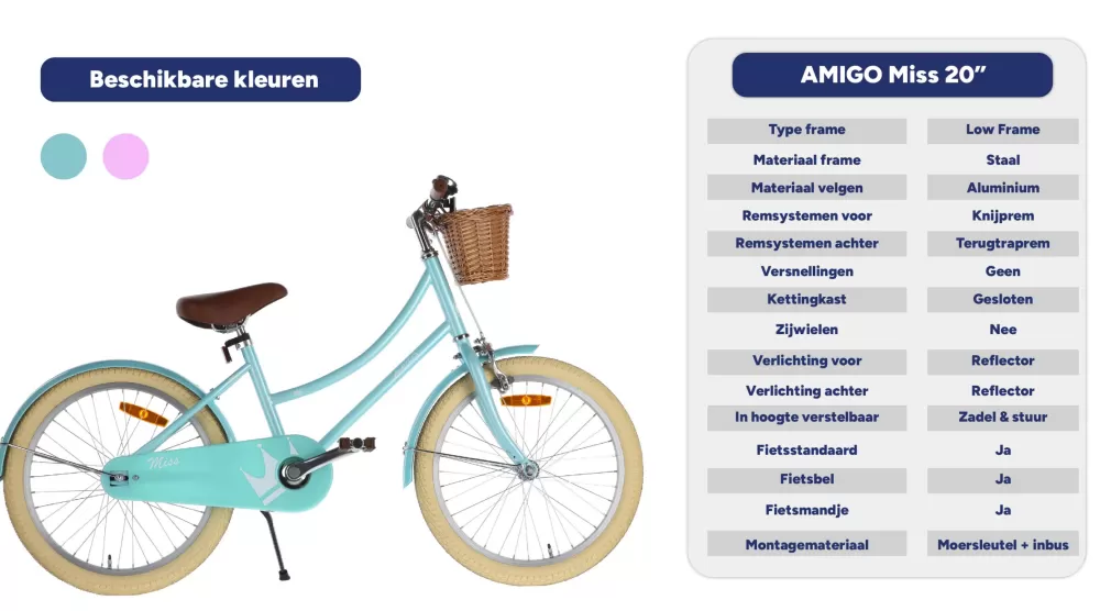 Miss 20 Inch Meisjes Terugtraprem Turquoise^AMIGO Hot