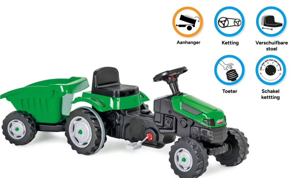 Pilsan Active Traptractor Met Aanhanger Groen/Zwart^AMIGO Clearance