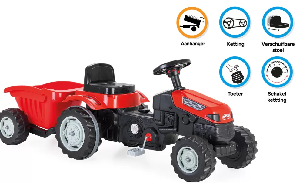 Pilsan Active Traptractor Met Aanhanger Rood/Zwart^AMIGO Clearance