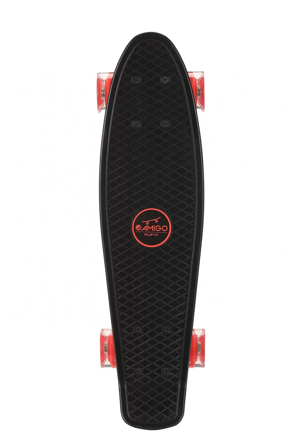 Skateboard Flip-It Met Ledverlichting 55,5 Cm Zwart/Rood^AMIGO Hot