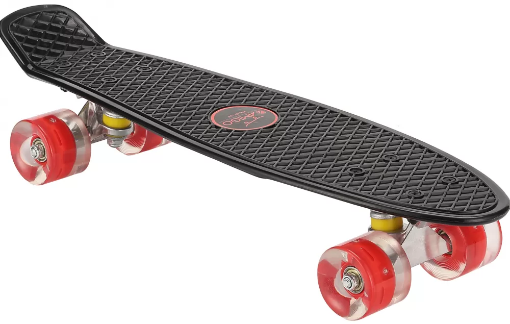 Skateboard Flip-It Met Ledverlichting 55,5 Cm Zwart/Rood^AMIGO Hot