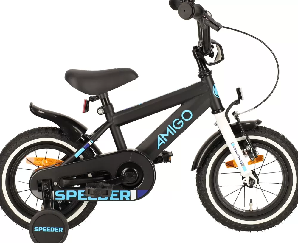Speeder 12 Inch 21,5 Cm Jongens Terugtraprem Zwart/Blauw^AMIGO Fashion