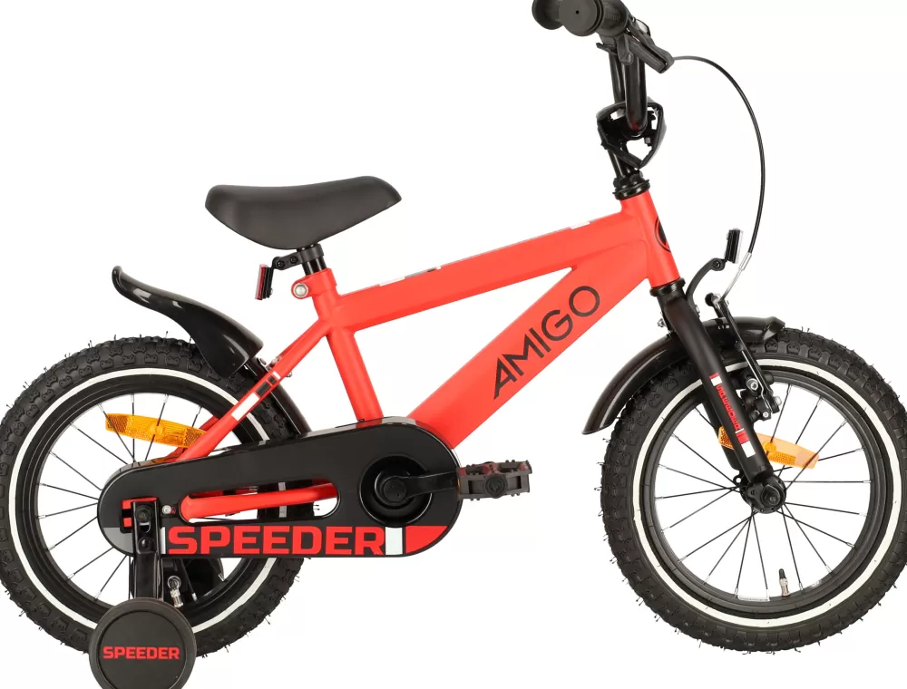 Speeder 14 Inch Jongens Terugtraprem Rood/Zwart^AMIGO Cheap