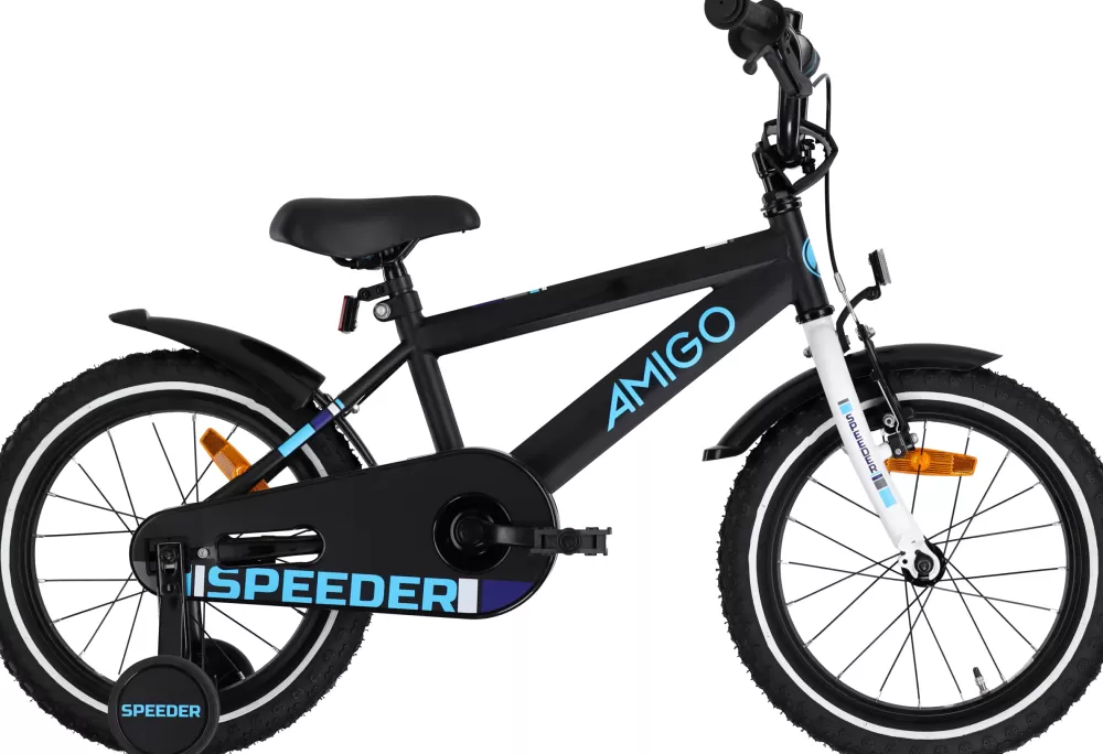 Speeder 16 Inch Jongens Terugtraprem Zwart/Blauw^AMIGO Hot