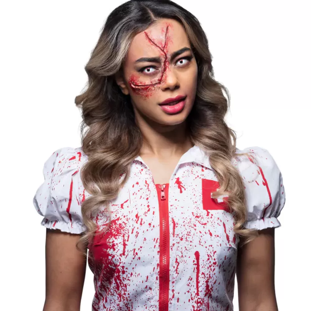 Horror Nurse Kostuum Dames Wit/Rood^Boland Discount