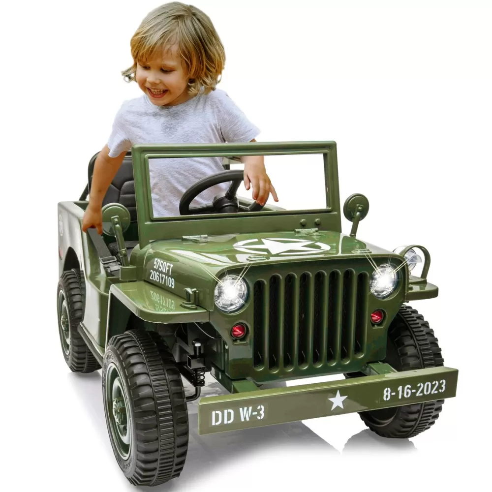 Willys Mb Jeep 12V Accuvoertuig Legergroen^JAMARA Shop