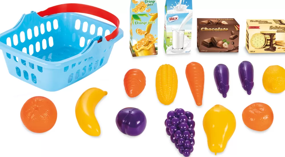 Speelgoedfruitmand Blauw 17-Delig^Pilsan Hot