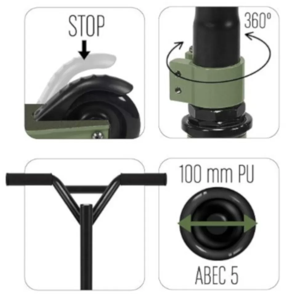Military Stuntstep Junior Kaki^Skids Control New