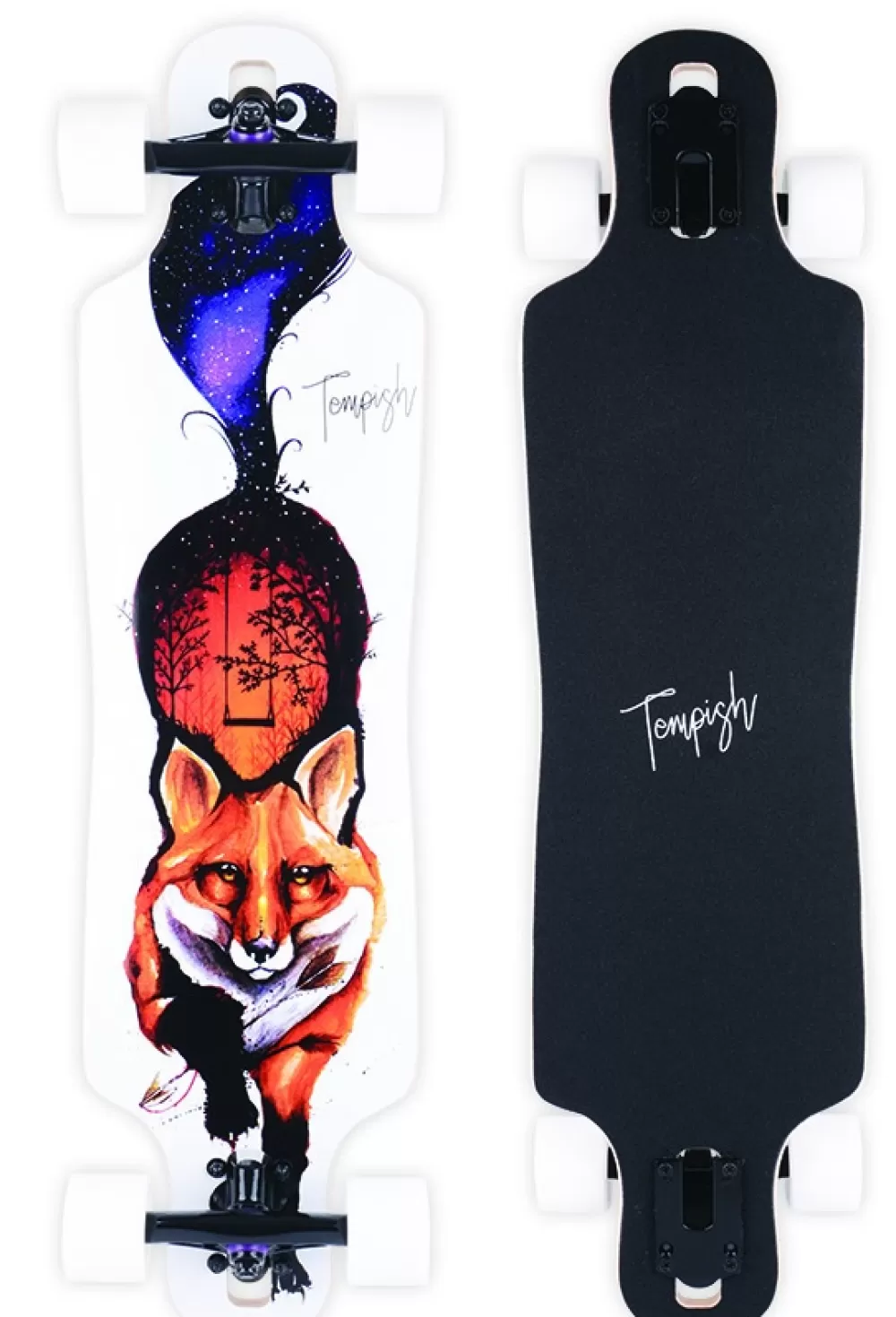 Longboard Fox 82,5X21,5 Cm Hout Wit/Zwart^Tempish Discount