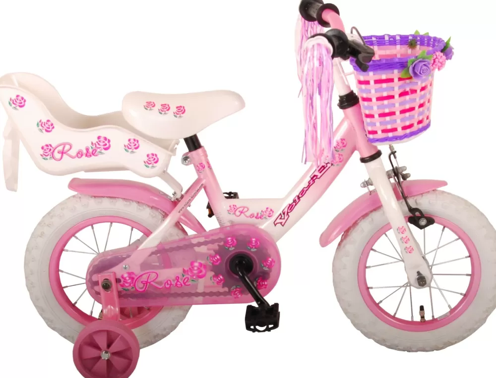 Rose 12 Inch Meisjes Terugtraprem Wit/Roze^Volare Fashion