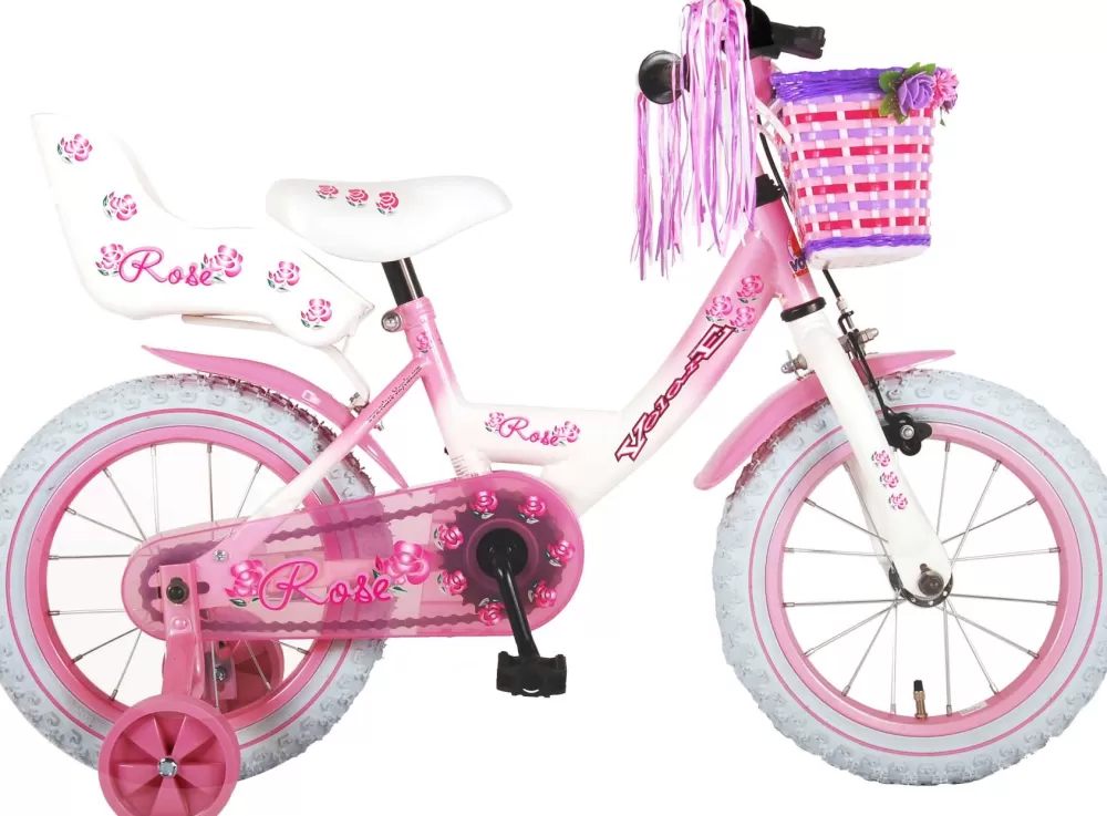 Rose 14 Inch 23,5 Cm Meisjes Terugtraprem Wit/Roze^Volare Store